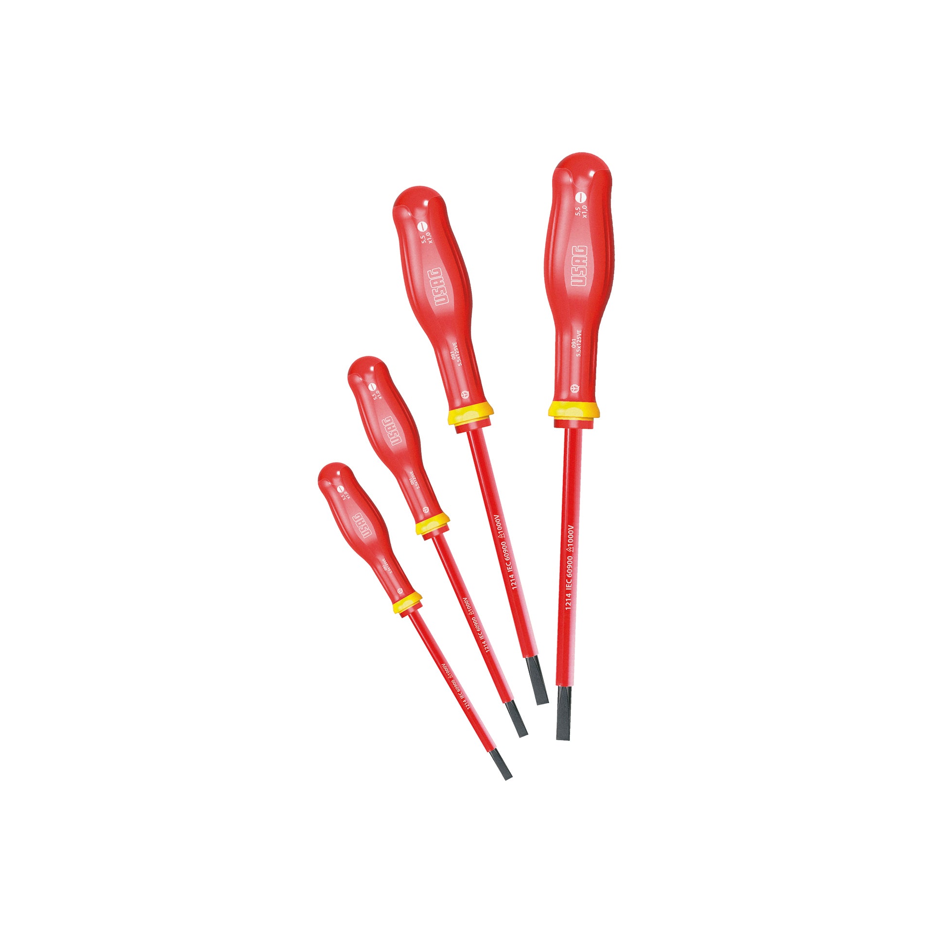 091 SE4 - Set of 4 screwdrivers for slotted screws 1000 v - Usag - U00910110 091 SE4 - Set of 4 screwdrivers for slotted screws 1000 v - Usag - U00910110